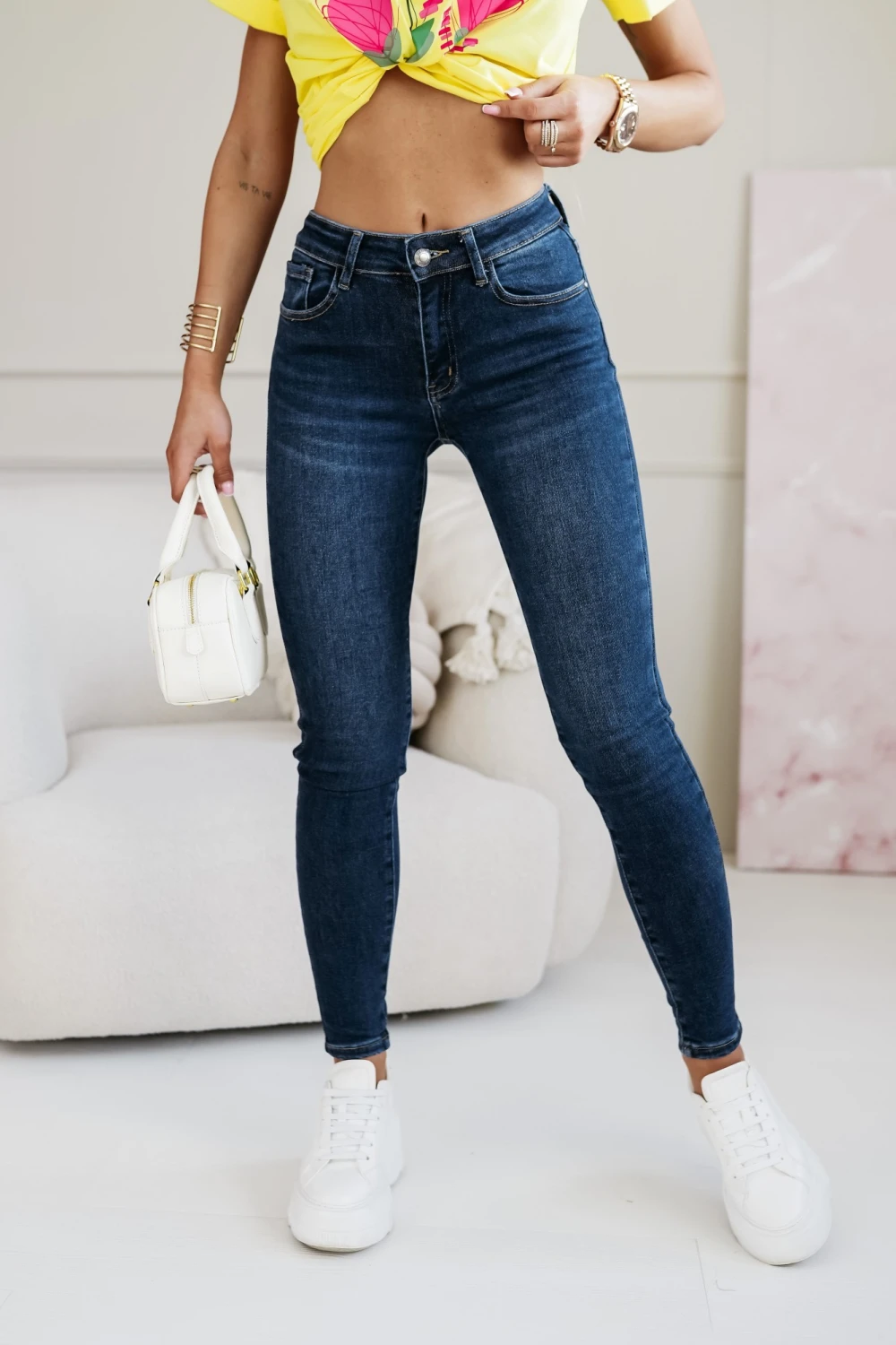 NAVY STITCH SKINNY JEANS